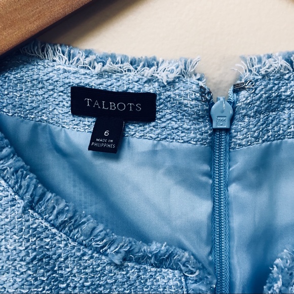 Talbots Tweed Blue Sheath Work Dress - Picture 3 of 4